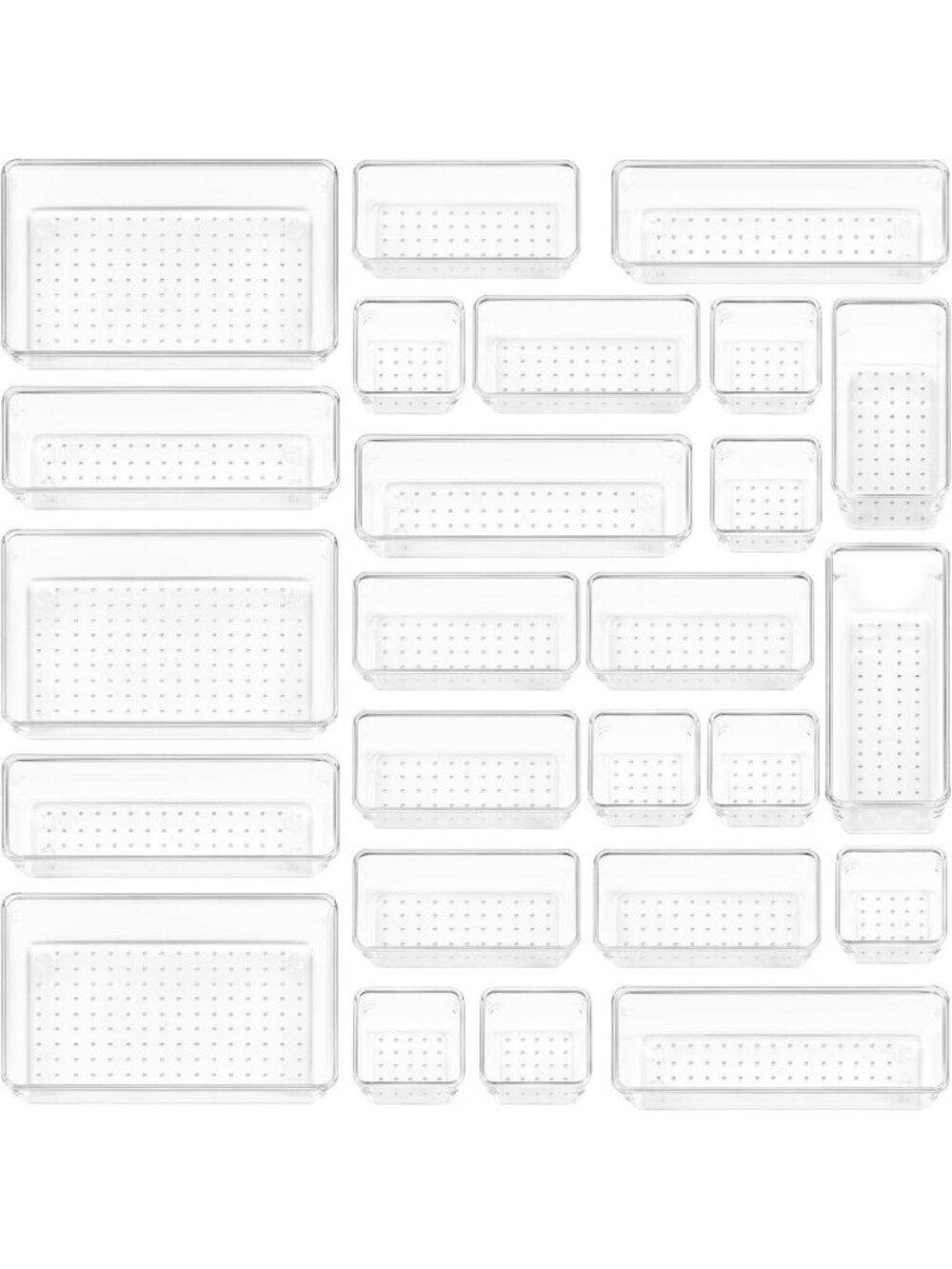 Vtopmart 72 PCS Clear Plastic Drawer Organizers Set, 4-Size Versatile Bathroom